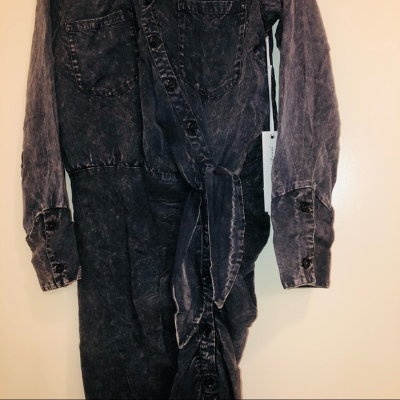 Young Fabulous & Broke Blue Tencel Shirt Dress Long Sleeve Size M - Picture 4 of 14